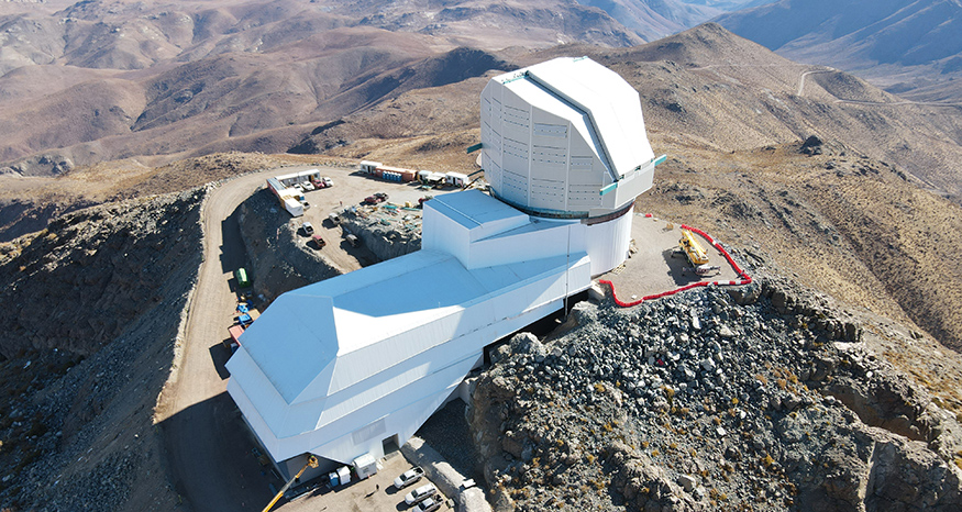 Aerial view of the Vera C Rubin Observatory in Chile