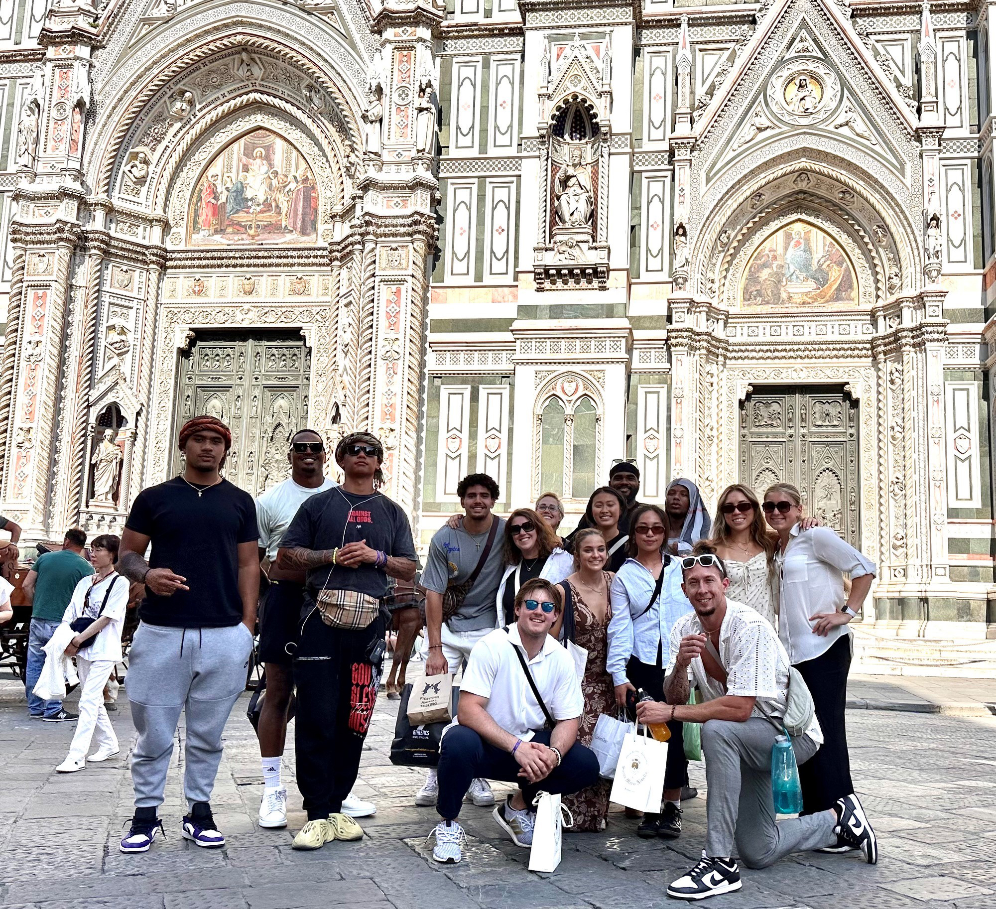 The group posed in front of the Duomo in Florence, Italy.