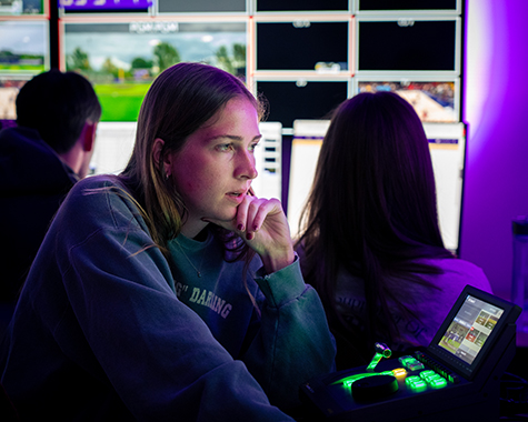 Audrey Spurgeon in a broadcast control room.