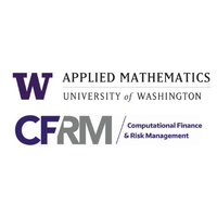Logos on a white background: University of Washington Applied Mathematics; Computational Finance & Risk Management