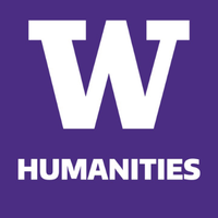 White University of Washington Humanities logo on a purple background