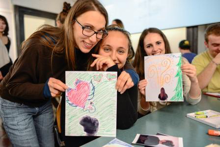 A CHID student working with Roma and non-Roma youth on an art project at the UW’s Rome Center during a study abroad in Italy