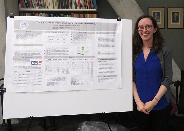 Graduate student Sara LaPlante presents research at a CSSS poster session.