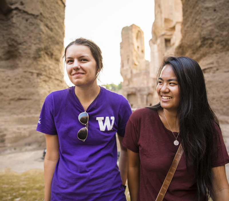 UW students exploring the Roman Forum.