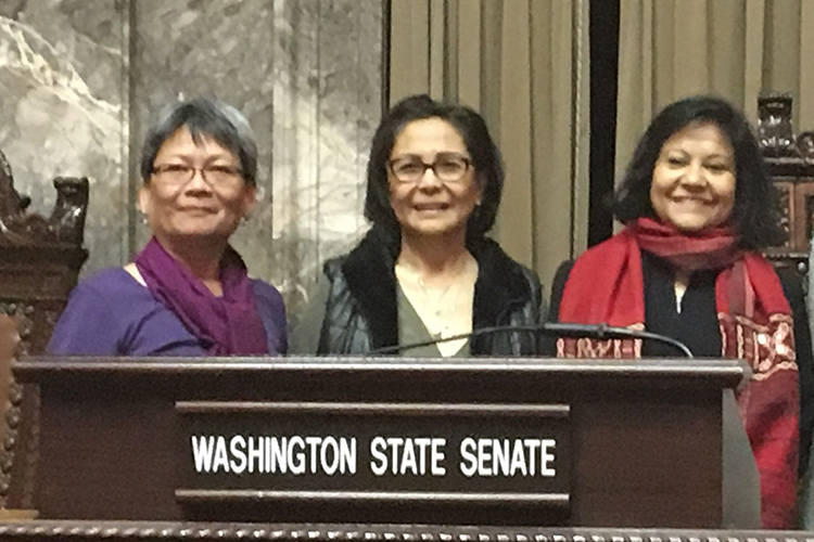 Velma Veloria, Emma Catague, and Sutapa Basu recognized for their role in anti-human trafficking movement - WA State Senate Resolution 8694.