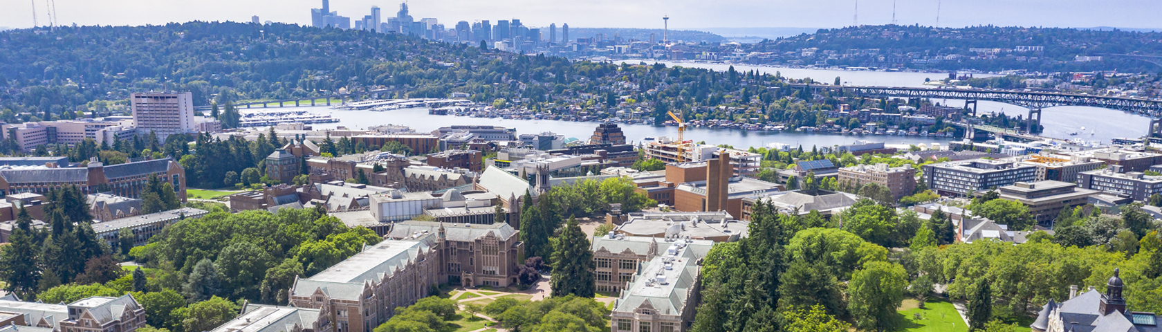 An aerial view of Seattle as seen from the UW campus.