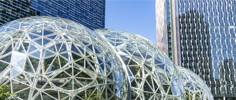 Exterior architecture of the Amazon Spheres.