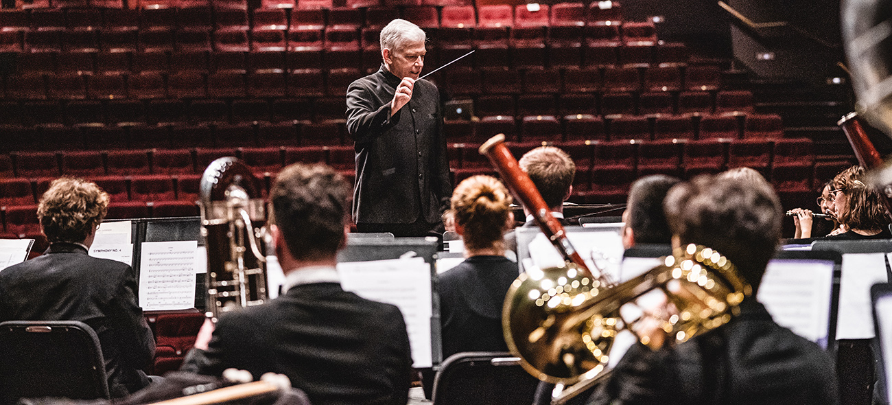 UW Wind Ensemble rehearsing.