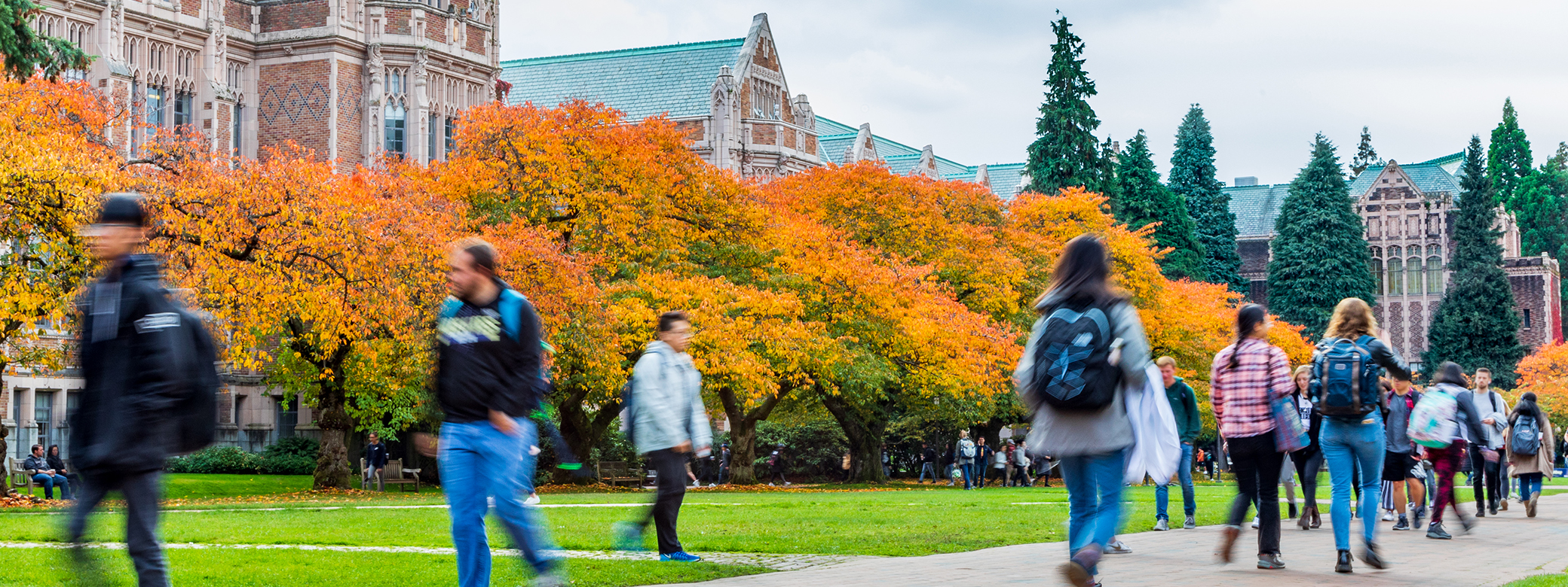 Students walking through the quad at the UW.