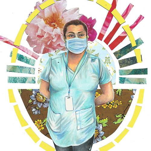 Colorful illustration of a caregiver.