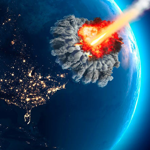 depiction of an asteroid heading toward Earth