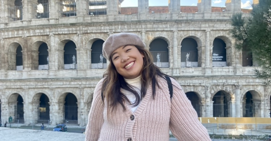 Jean Wong outside the Colosseum in Rome. 