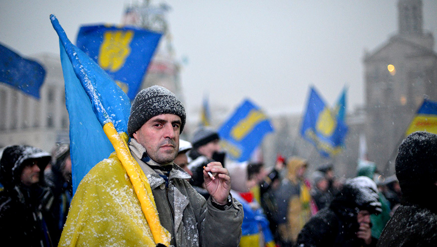 Ukrainian protestor at Euromaidan protest in 2013.