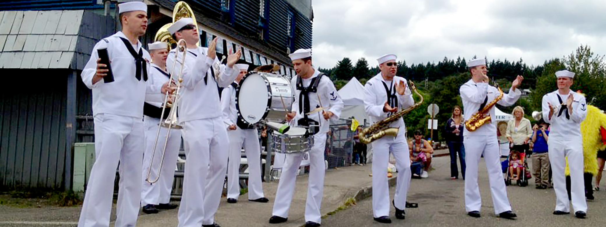 Navy band performing for the public