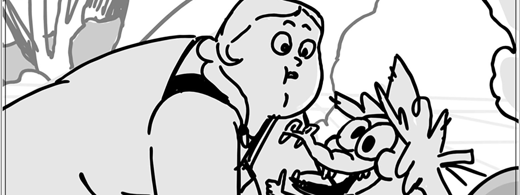 Detail of a storyboard for an animated production