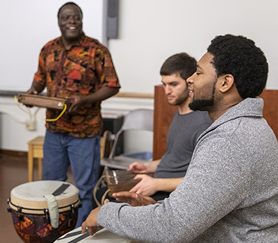 Musicians playing percussion instruments