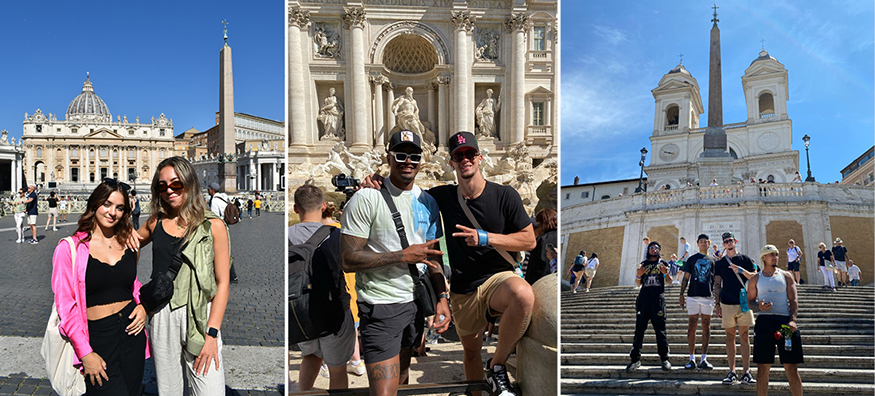 Scenes of UW student athletes at various sites in Rome.