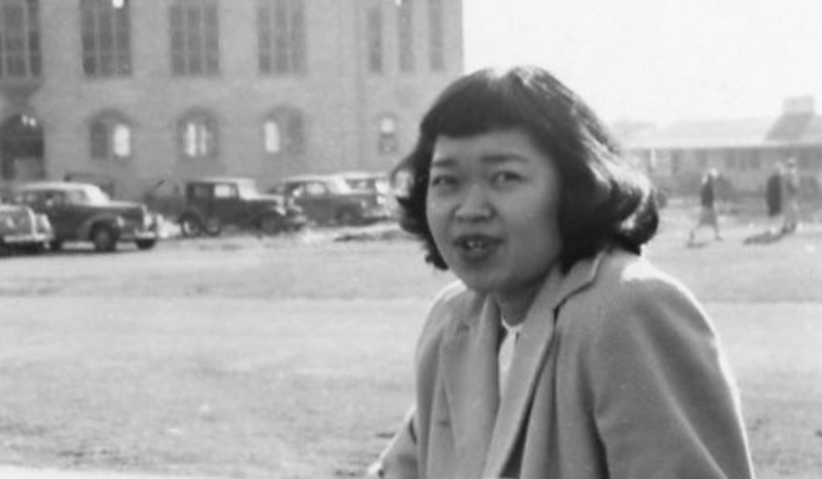 Kay Tomita Hashimoto on campus when she was a student at the UW in the late 40s–early 50s.