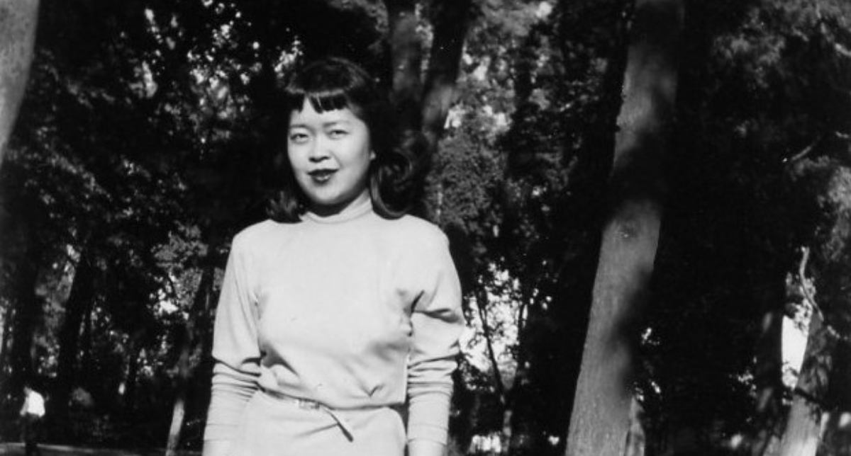 Kay Tomita Hashimoto on campus when she was a student at the UW in the late 40s-early 50s.