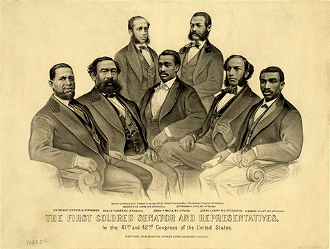 1872 illustration portrait of seven Black members of Congress 