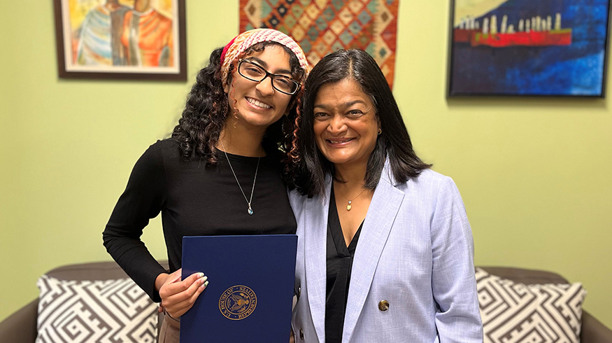 Sana Shetty with Congresswoman Pramila Jayapal.