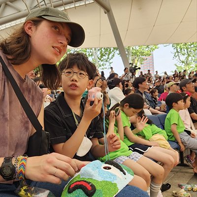 Katie Ruesink with Hojun at an event in Seoul.