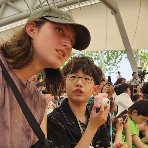 Katie Ruesink with Hojun at an event in Seoul.