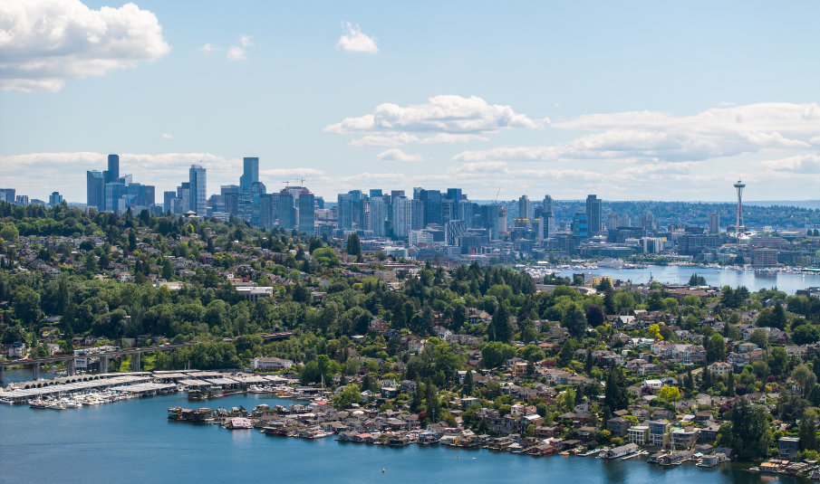 Aerial view of Seattle skyline