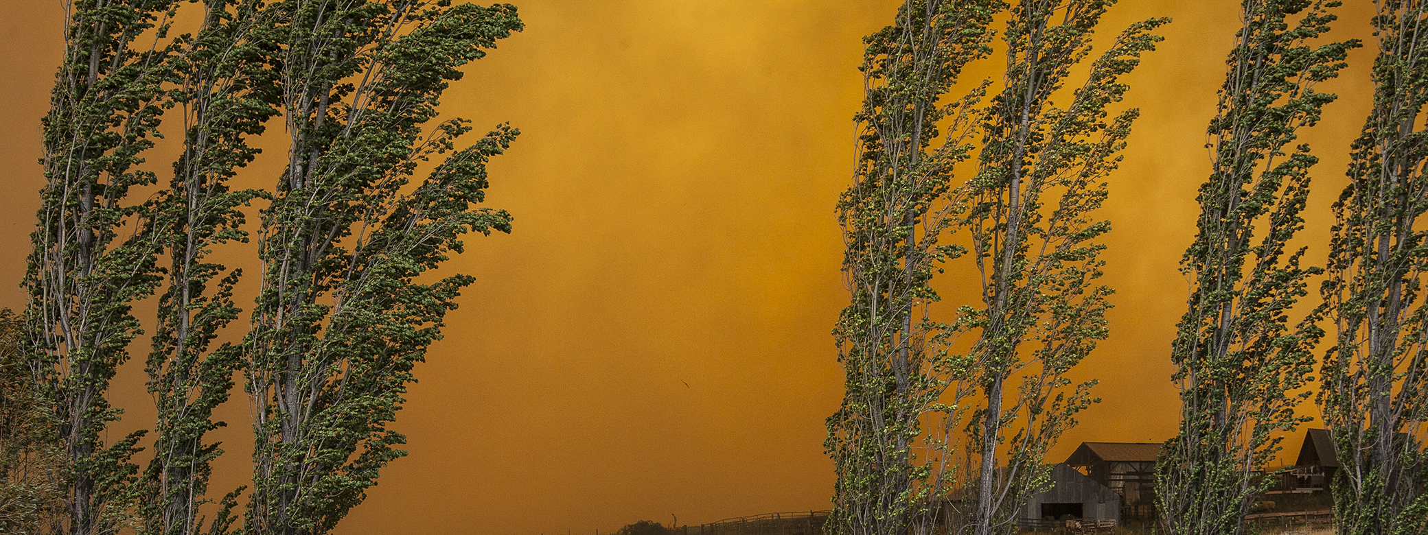 orange sky due to wildfires