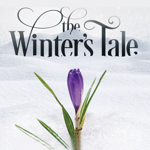 Poster for The Winter's Tale, showing a purple crocus popping out of a blanket of snow. 