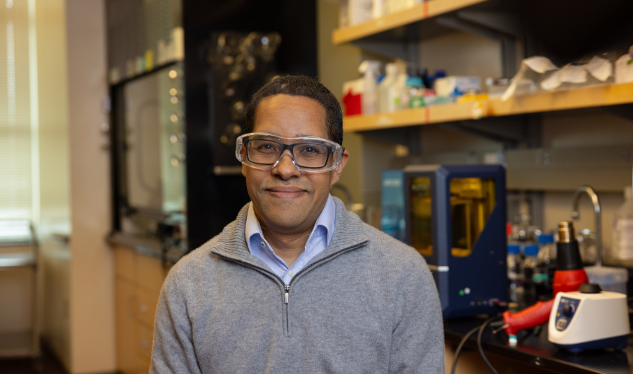 Alshakim Nelson, professor of chemistry, develops sustainable 3D-printed materials with potential applications from medicine to engineering.