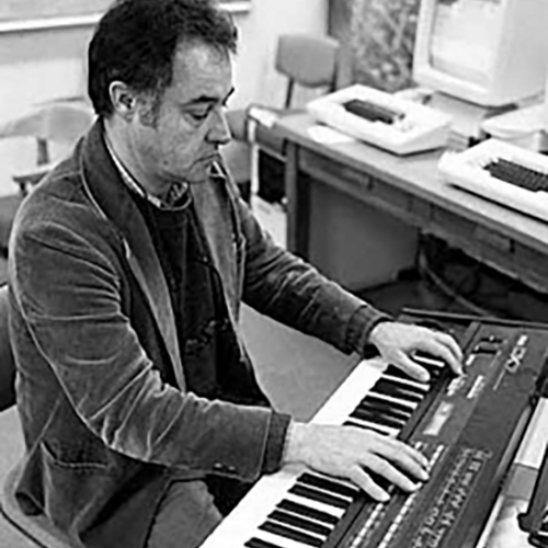 John Chowning playing a keyboard. 