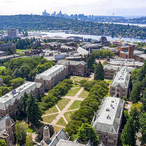 aerial photo of UW quad