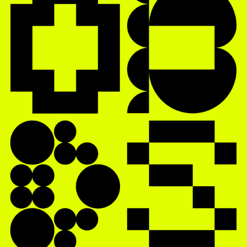 Black and lime yellow artwork for UW Design Show