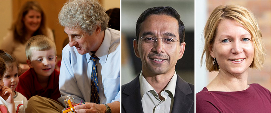 Side-by-side photos of Andrew Meltzoff, Rajesh Rao, and Katharina Reinecke.