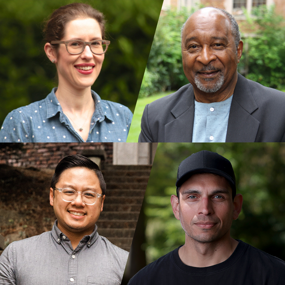 Photo collage featuring four first-gen faculty and staff members from the UW College of Arts & Sciences