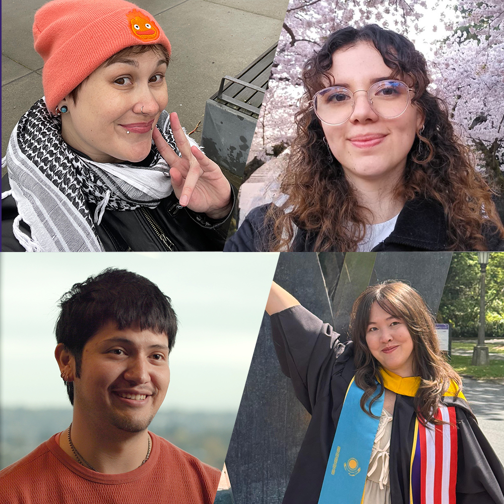 Photo collage featuring four first-gen alumni and students from the UW College of Arts & Sciences