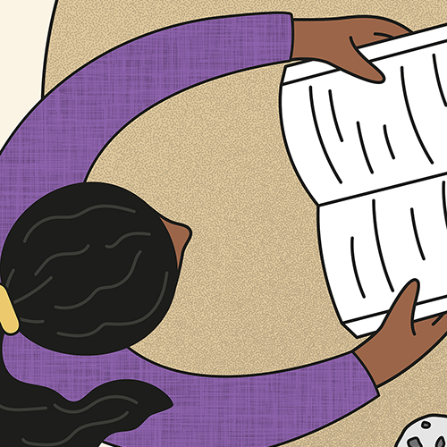 An illustration of a student reading