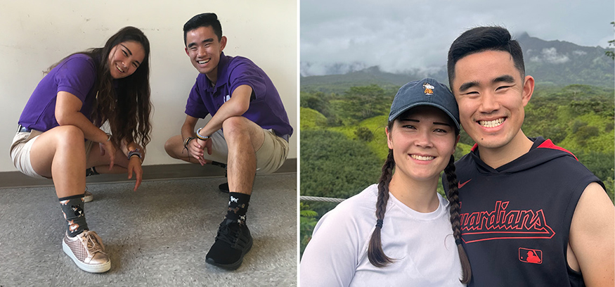 Two photos of Brian Kuranishi + Lily Peterson