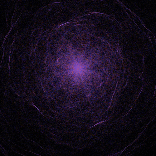 A glowing purple star with black all around it. 