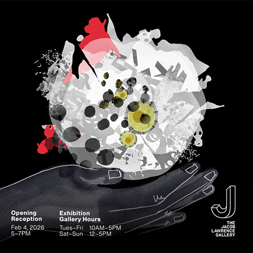 An illustration of an open hand holding a bright white ball-like collage.