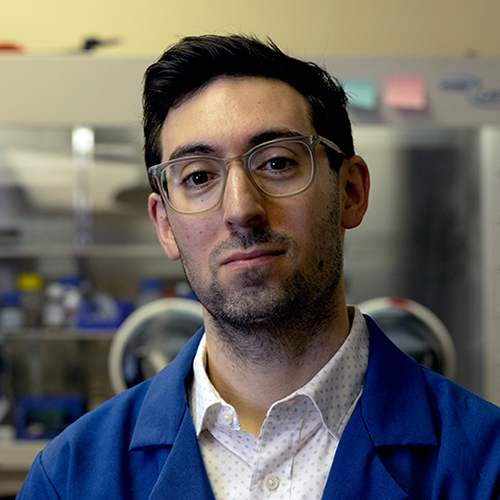 Portrait of Matthew Golder in his chemistry lab.