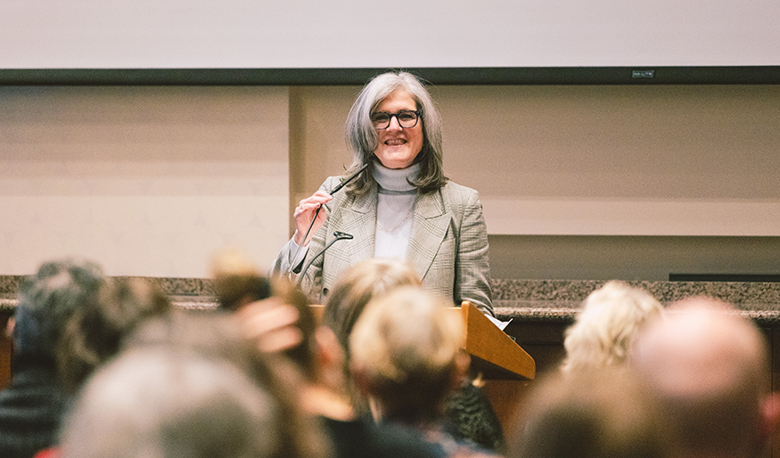Dean Harris speaks at an event honoring 25th anniversary of the Walter Chapin Simpson Center for the Humanities. 