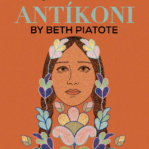 Artwork for Antikoni play, of woman with flowers in her hair.