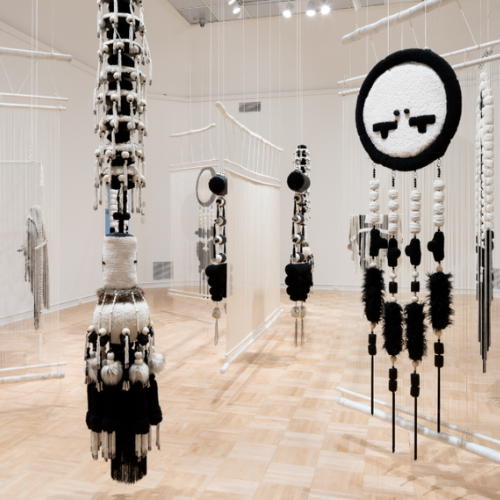 Eric-Paul Riege: ojo|-|ólǫ́ [Installation view, Henry Art Gallery, University of Washington, Seattle. 2026]. Photo: Jueqian Fang.