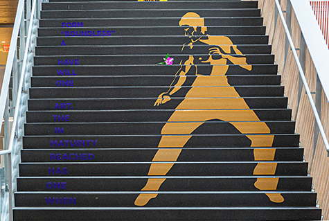 A photo of 'Bruce Lee Ascending' created by Han Edward So Eckelberg, American Ethnic Studies alumnus.