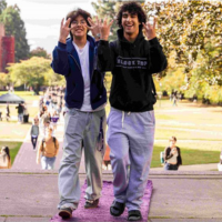 Students walk through the Quad