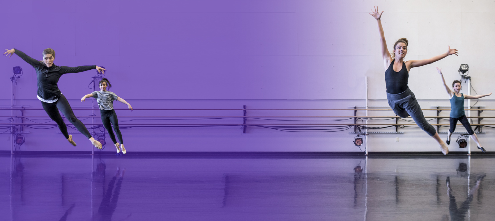 Arts students dancing in a studio space