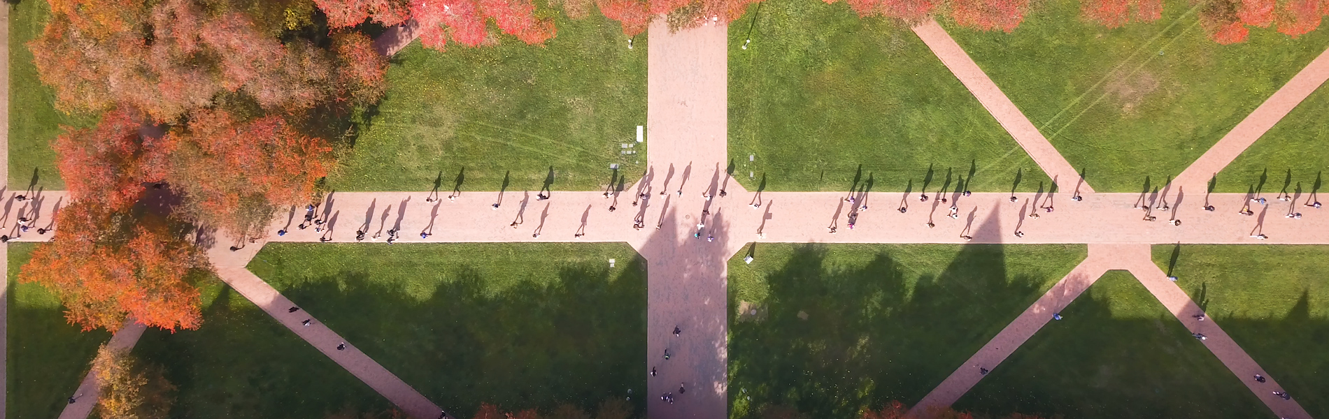 Top-down view of UW quad from a drone hovering above
