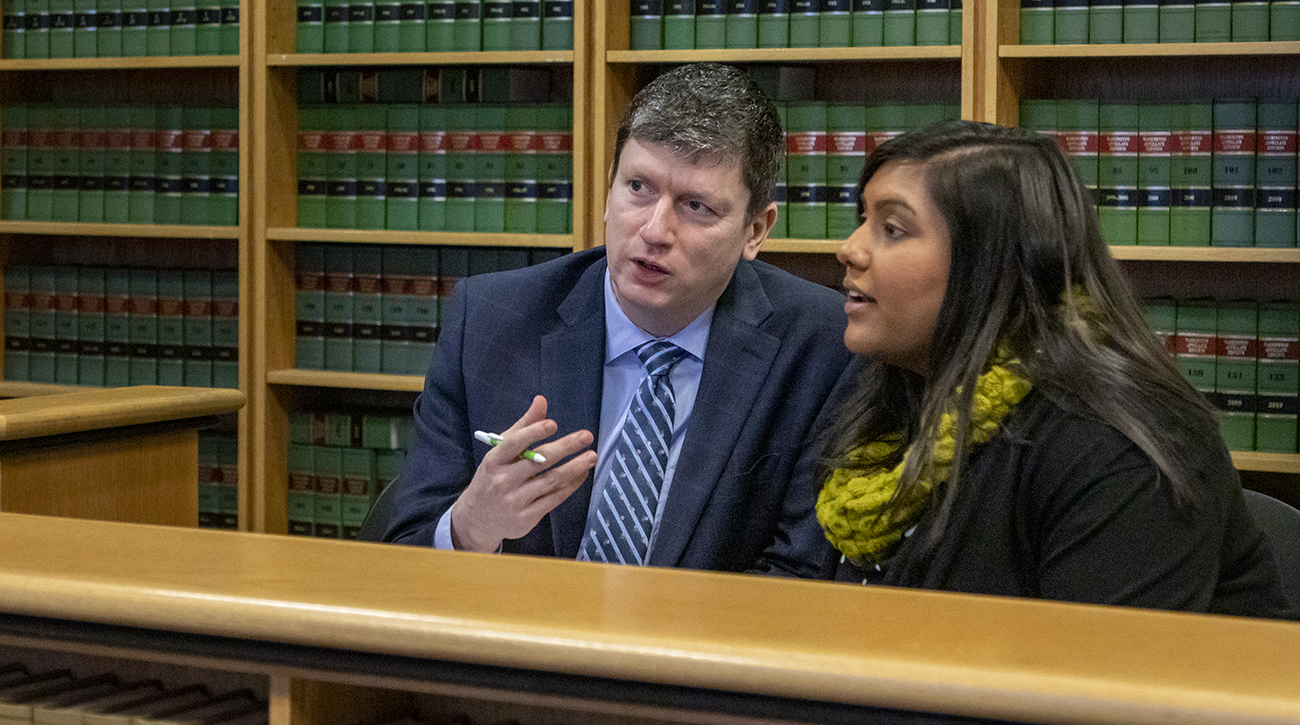 Kenneth Barger working as an interpreter in court.